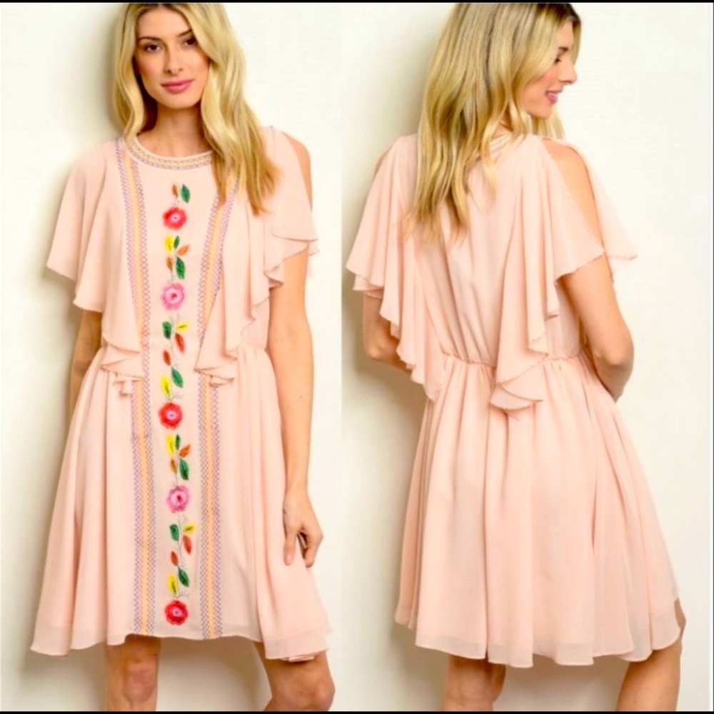 S🏷A🏷L🏷E‼️GORGEOUS Blush Pink Spring/Summer Easter Dress Floral Embroidery 💐
